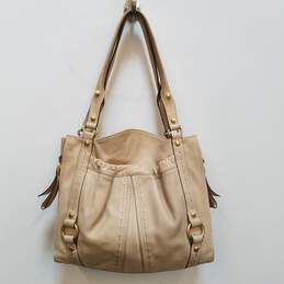 B. Makowsky Leather Shoulder Bag Beige