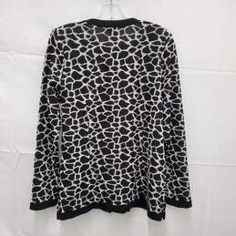 Misook WM's Black & White Animal Print Cardigan Full Zip Sweater Size XS alternative image