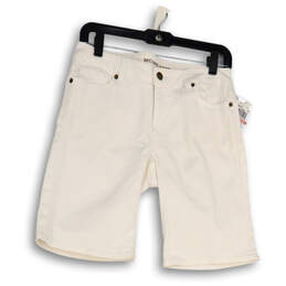 NWT Womens White Denim Flat Front Stretch Pockets Bermuda Shorts Size 2