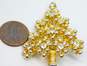Vintage Eisenberg Gold Tone Rhinestone Christmas Tree Brooch 19.8g image number 6