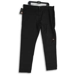 NWT Dickies Mens Black Flat Front Slash Pocket Straight Leg Dress Pants 40x32