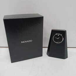 Movado Black Tapered Desk Clock/Paperweight IOB