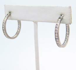 Contemporary 925 Cubic Zirconia Channel Set Hoop Earrings & Unique CZ Pointed Band Ring 11.5g alternative image