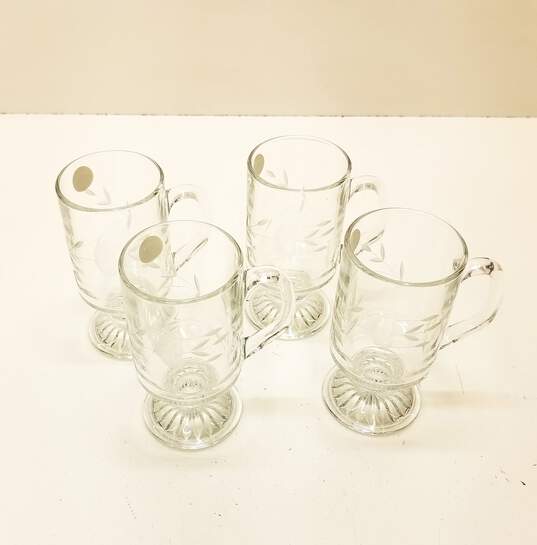 Princess House Lot of 4  Tempered Glass Mugs / Etched Glass image number 2