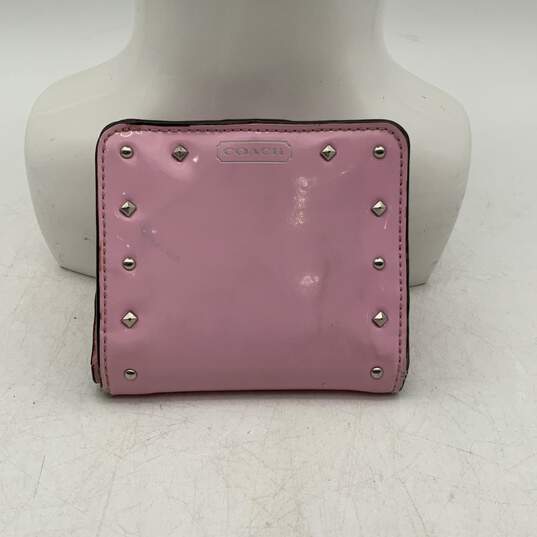 Coach Womens Pink Silver Inner Various Credit Card Slot Snap Bi Fold Wallet image number 1