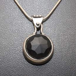 Silpada Sterling Silver Faceted Black Onyx Pendant Necklace - 8.5g