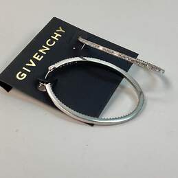 Designer Givenchy Silver-Tone Crystal Cut Stone Fashionable Hoop Earrings