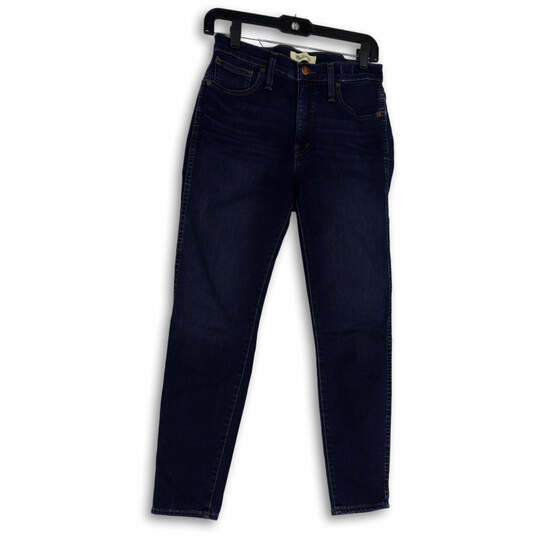 Womens Blue Denim Medium Wash Pockets Stretch Skinny Leg Jeans Size 27P image number 1