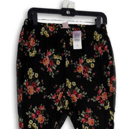 NWT Womens Black Floral Mesh High-Rise Flared Leg Trouser Pants Size 1 alternative image