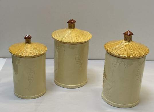 Sears Roebuck and Co. 3 Pc. Set Vintage Ceramics Shelf Canisters/ Cooke Jars image number 3