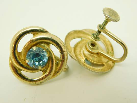 VNTG Icy Blue Gold Tone Earrings & Brooch image number 8