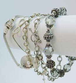 Sterling Silver CZ Crystal Heart Flower Infinity Chain Bracelets 63.1g alternative image