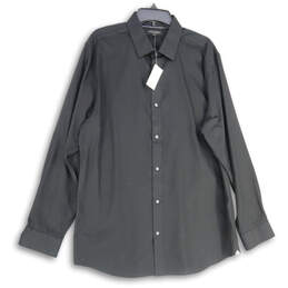 NWT Mens Black Long Sleeve Spread Collar Button-Up Shirt Size X-Large