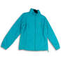 Womens Green Fleece Mock Neck Long Sleeve Pockets Full-Zip Jacket Size L image number 1
