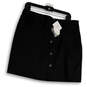 NWT Womens Black Flat Front Button Zip Pocket Stretch Mini Skirt Size 12 image number 1