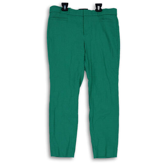 Womens Green Geometric Sloan Flat Front Straight Leg Ankle Pants Size 10 image number 1