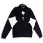 NWT Mens Black White Mock Neck Long Sleeve 1/3 Zip Pullover Sweatshirt Sz M image number 1