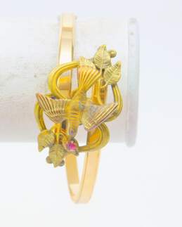Antique S&W Gold Filled Victorian Dove Rhinestone Bangle Bracelet 12.0g alternative image