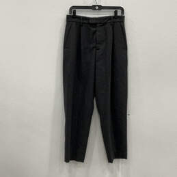 Womens Gray Pleated Slash Pockets Front Straight Leg Dress Pants Size 38