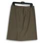 NWT Womens Brown Flat Front Back-Zip Knee-Length Side Slit A-Line Skirt Size 8 image number 2