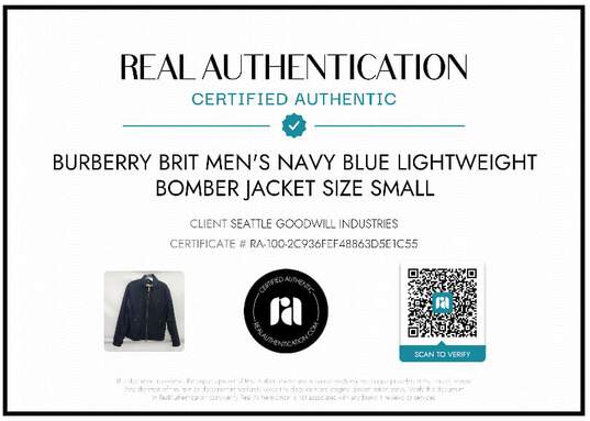 AUTHENTICATED MEN'S BURBERRY BRIT LIGHTWEIGHT BOMBER JACKET SZ SMALL image number 2