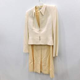 Giorgio Armani Le Collezioni Cream Zipped Long Sleeve Jacket with Sleeveless Cream Sheath Dress Women's Suit Set Size 8 with COA alternative image