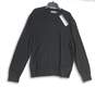 Mens Black Long Band Sleeve V-Neck Ribbed Hem Pullover Sweater Size XL image number 1