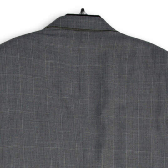 Mens Gray Plaid Long Sleeve Notch Lapel Two Button Blazer Size 44 Short image number 4