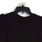 NWT Womens Black White Pleated Puff Sleeve Peplum Hem Blouse Top Size M image number 4