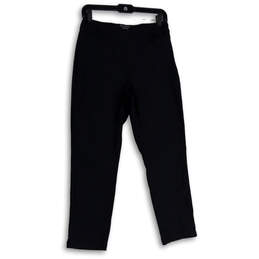 Womens Black Flat Front Elastic Waist Pull-On Ankle Pants Size 6