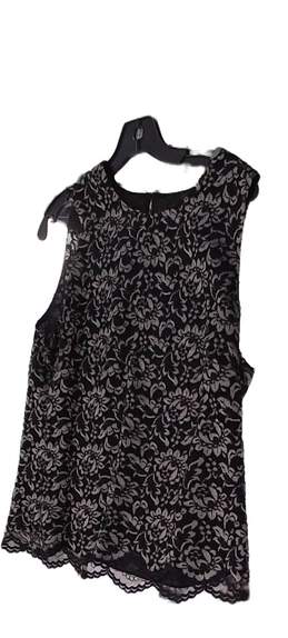 Womens Black Floral Sleeveless Round Neck Blouse Top Size 16