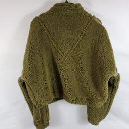 Free People Women Green Fleece Half Zip Sweater sz XS alternative image