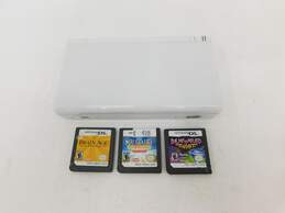 Nintendo DS Lite White With 3 Games Brain Age Solitaire Bejeweled Twist No Charger