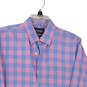 Mens Pink Blue Check Long Sleeve Collared Button Down Shirt Size Medium image number 3