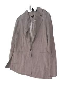 Womens Gray Long Sleeve Pockets One Button Blazer Jacket Size Large alternative image