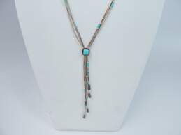 Southwestern 925 Turquoise Pendant Bead Lariat Liquid Silver 3 Strand Necklace alternative image