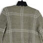 NWT Womens Gray White Plaid Long Sleeve Open Front Cardigan Sweater Size M image number 4