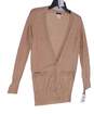 NWT Womens Tan Long Sleeve V Neck Button Stretch Cardigan Sweater Size XXS image number 3