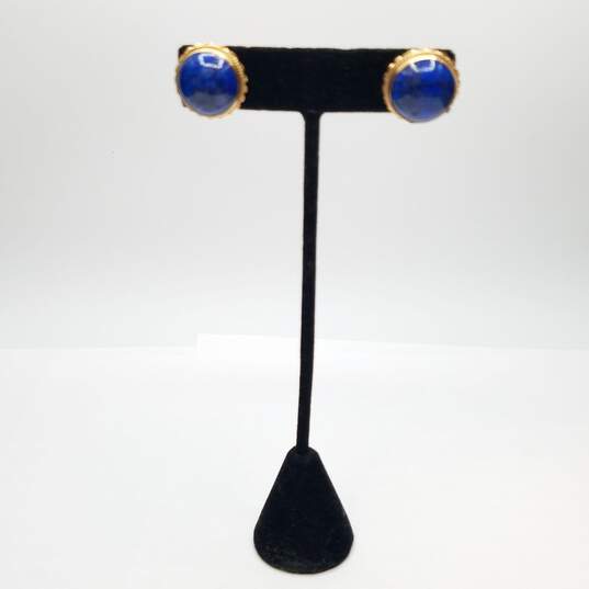 14K Gold Lapis Dome Post Earrings 7.2g image number 1