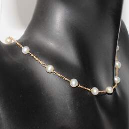 14K Yellow Gold Pearl Necklace-5.2g alternative image