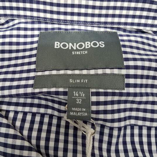 Bonobos Men's Blue Plaid Cotton Slim Fit Button Up Shirt Size 14.5/32 image number 3