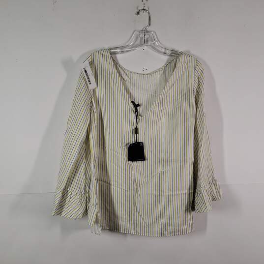 NWT Womens Striped V-Neck Long Sleeve Pullover Blouse Top Size 8 image number 1