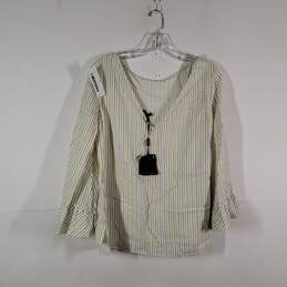 NWT Womens Striped V-Neck Long Sleeve Pullover Blouse Top Size 8
