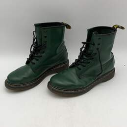 Dr. Martens Womens 1460 Green Leather Smooth Lace-Up Combat Boots Size 10