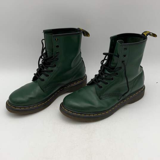 Dr. Martens Womens 1460 Green Leather Smooth Lace-Up Combat Boots Size 10 image number 1