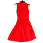 Womens Red Pleated Mock Neck Sleeveless Knee Length Fit & Flare Dress Sz 8 image number 1
