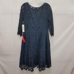 NWT Eliza J. WM's Midnight Blue Lace & Satin Midi Dress Size 12 alternative image