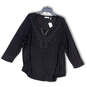 NWT Womens Lace Black Long Sleeve Stretch Pullover Blouse Top Size 1X image number 1