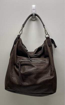Gianni Chiarini Italy Brown Croc Embossed Leather Tote Bag
