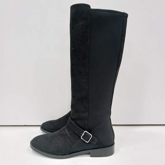 Women's Black Suede Riding Boots Size 7 image number 1